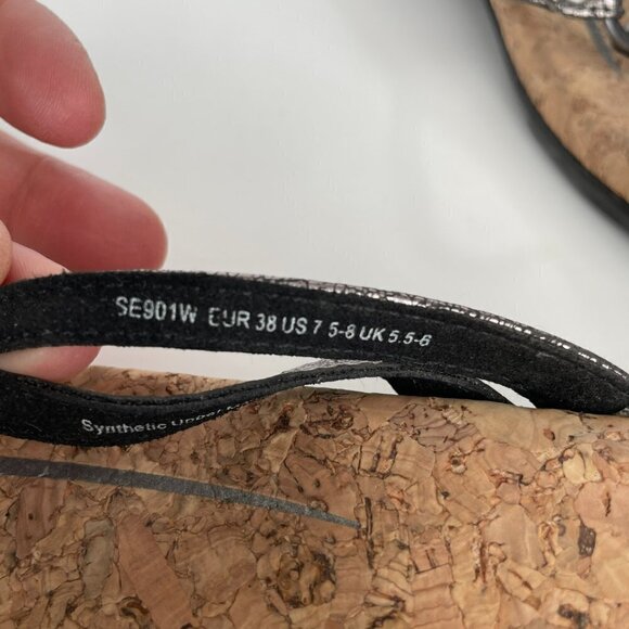 Aetrex Taylor Metallic Leather Cork Footbed Casual Thong Sandals Pewter Gray 6 - Picture 8 of 8